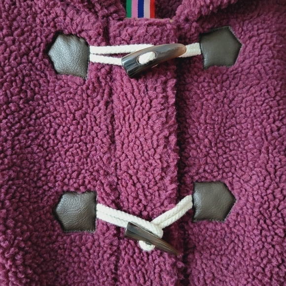 Boden Burgundy Elgin Borg Fleece Toggle Jacket - Picture 5 of 12